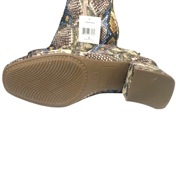 Faux Snakeskin Block Heel Ankle Boots - Blue/Yellow - Size 6 - Picture 5 of 13